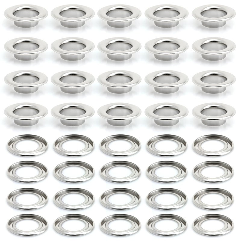CRAFTMEMORE 3/4" (19MM) ID Grommets Eyelets with Washers for Clothes, Leather, Canvas Pack of 25 Sets (Silver) - Image 2